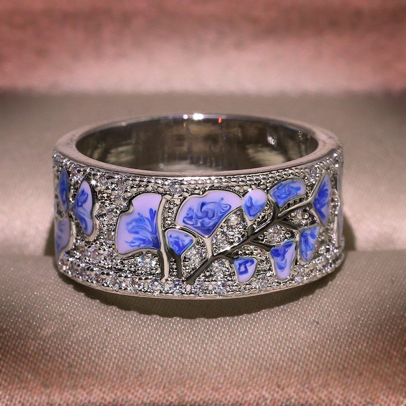 Indigo Blue Flower Ring