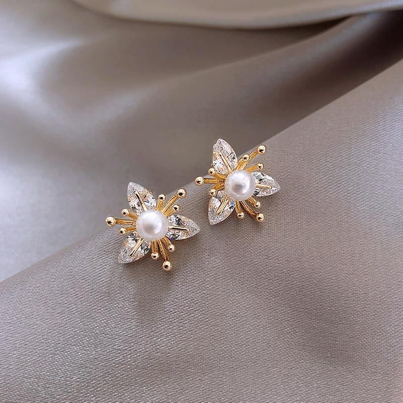 Imara Crystal Pearl Flower studs.