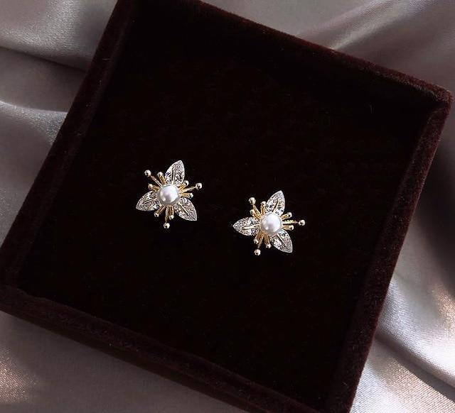 Imara Crystal Pearl Flower studs.