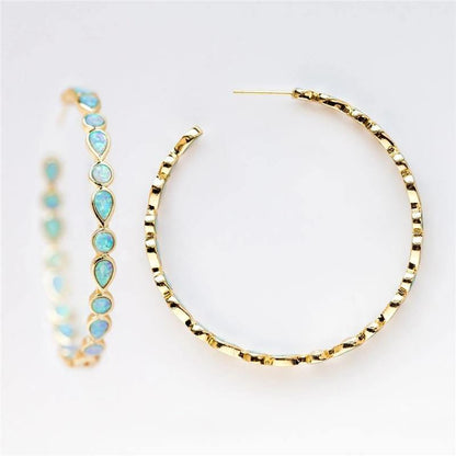 Bohemia Green Blue Opal Hoops.