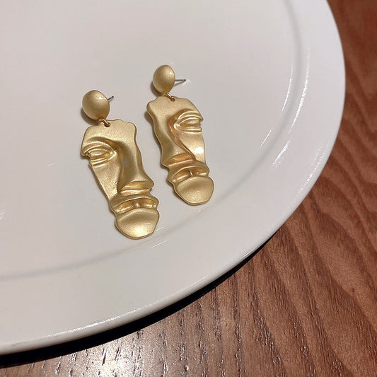Matte Gold Face Earrings