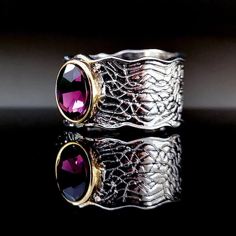 Thai Crafted Pink Purple Rhinestone Ring - www.patisaa.com