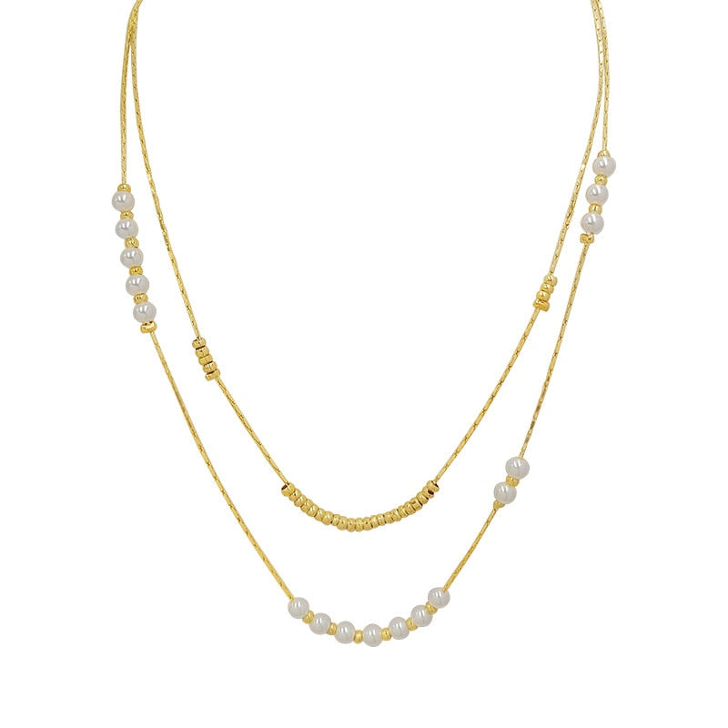 Double Layer Bead Pearl Necklace